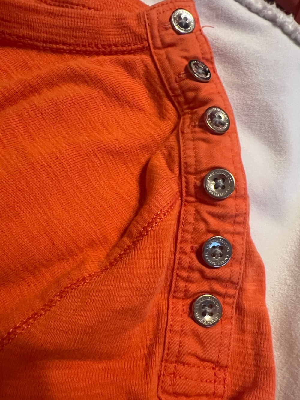 Lauren Ralph Lauren Bright Orange Button-Shoulder Long Sleeve Tee XS - Picture 3 of 4